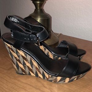 Black Wedge Sandals